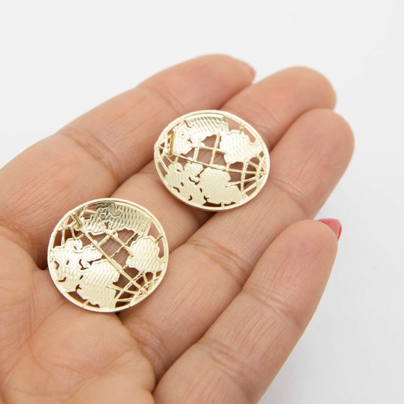 1インチ ダイヤモンドカット ワールドスタッドピアス 本物のソリッド