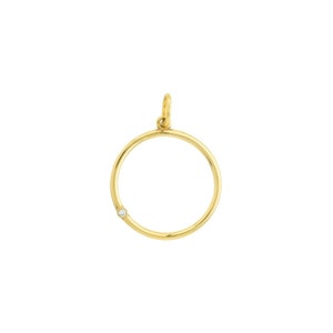 1pt Diamond Open Circle Charm Pendant 14K Yellow Gold