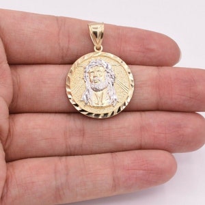 1 1/2" Jesus Face Diamond Cut Oval Medallion Pendant Real 10K Yellow White Gold
