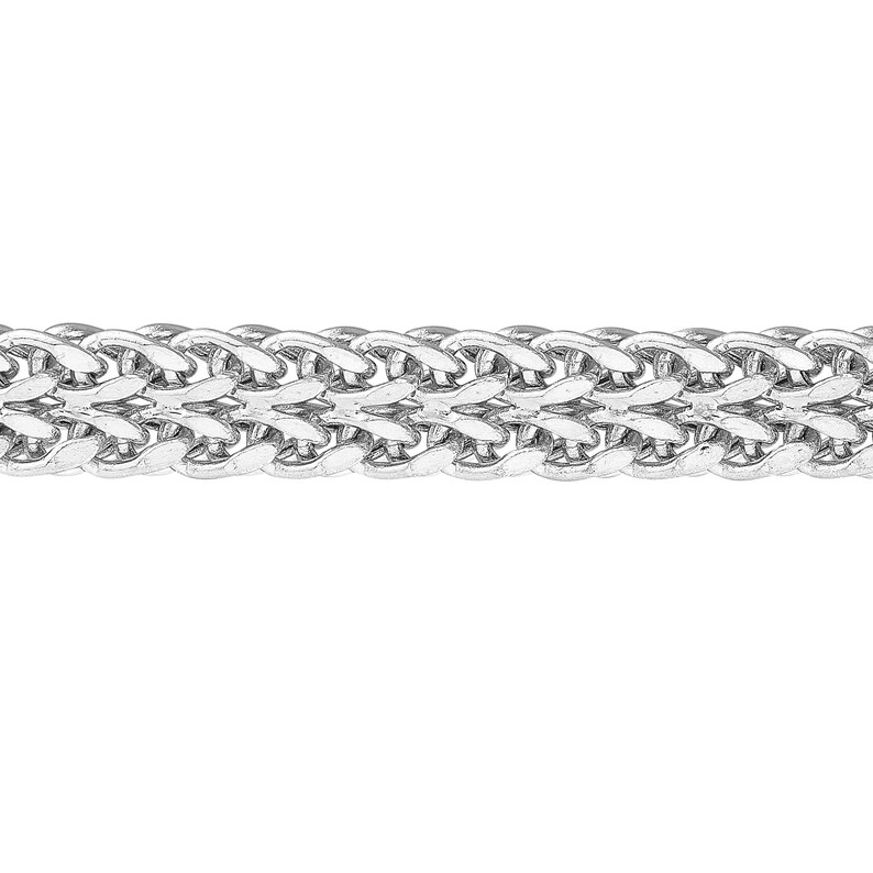Hollow Wheat Two Row Chain Bracelet Real 14K White Gold 7.5