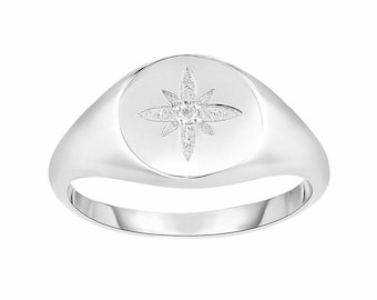 Diamond .012ct Accent Star Ring Real Sterling Silver 925 Size 7