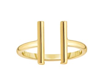 Fancy Open Ring with Barends Real 14K Yellow Gold