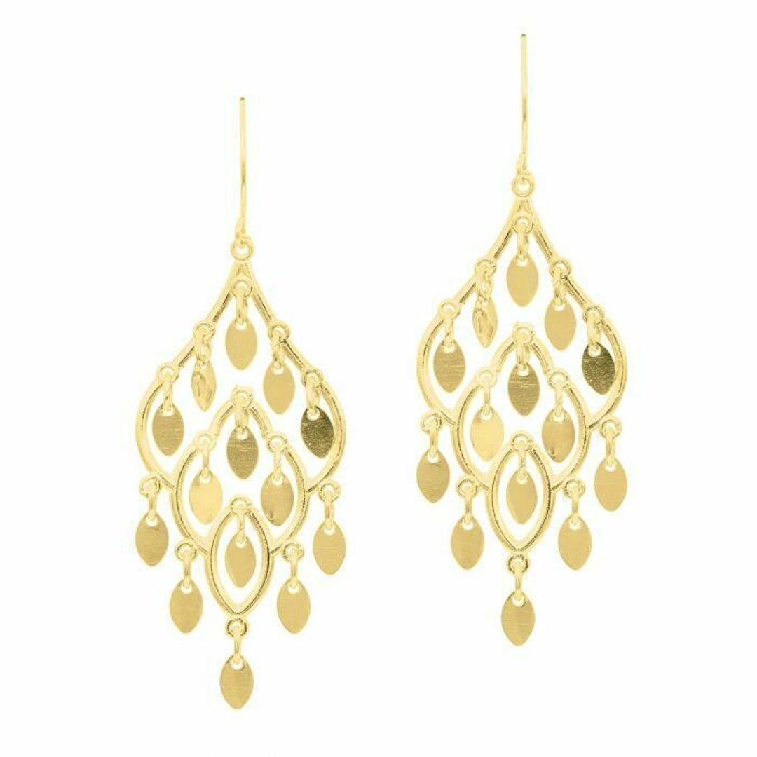 2 3/32 Polished Chandelier Dangle Earrings Real 14K Yellow Gold 1.8gr