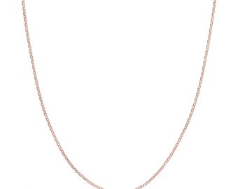 Collar de cadena de corte de diamante de 2 mm en oro rosa auténtico macizo de 14 quilates