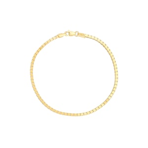 2mm Box Chain Bracelet Real 14K Yellow Gold 7 1/4&quot;
