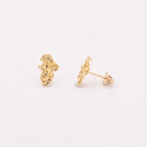 Small Nugget Diamond Cut Stud Earrings Real Solid 10K Yellow Gold GREAT GIFT