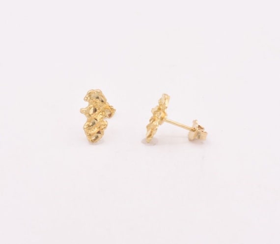 Kleine Herzförmige Nugget Diamantschliff Ohrstecker Echt Solides 10k 336340862564