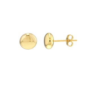 Clous d'oreilles avec galets ronds et plats de 7 mm, or véritable 14 carats