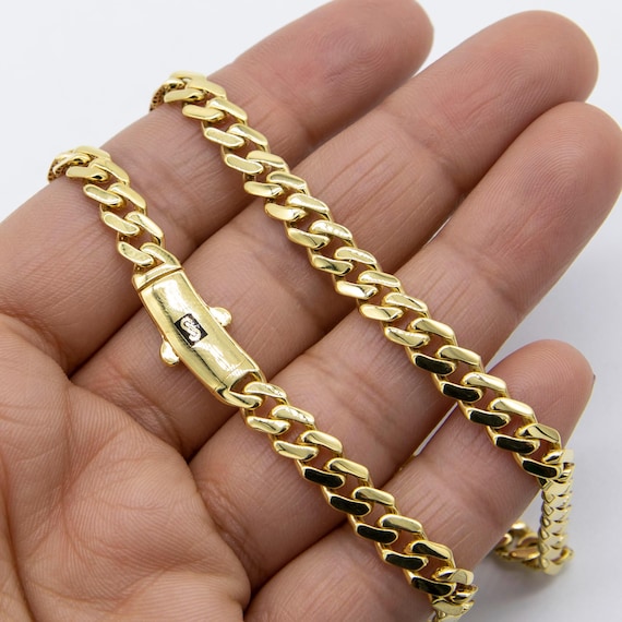 10K イエローゴールドマイアミキューバンチェーン3 50cm