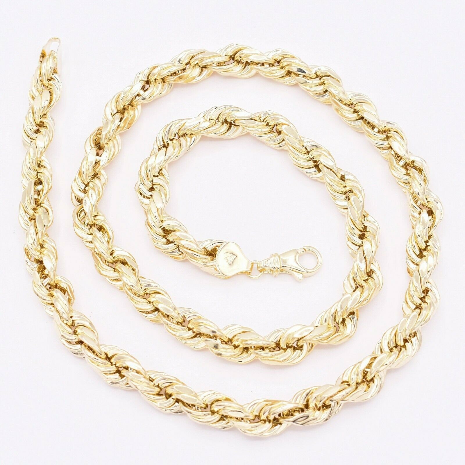 Italian Rope Chain Types 8mm Italian Rope Link Chain Pendant Necklace Real 10K Yellow Gold ...