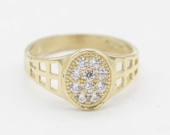 Kids Oval CZ Ring Real 10K Yellow Gold Size 3