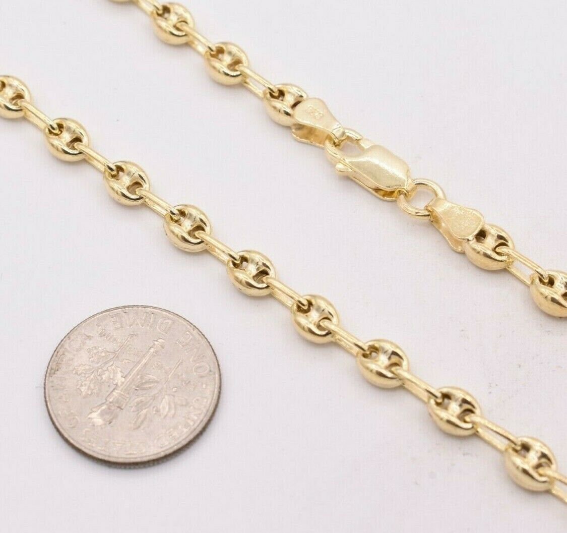 4.5mm Puffed Anchor Mariner Chain Necklace 14K Yellow Gold Clad Silver ...