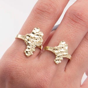 Diamond-Cut Nugget Ring aus 585er Gelbgold massiv Gr.6,5