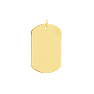 1 3/8&quot; Engravable Large Dog Tag Charm Pendant 14K Yellow Gold