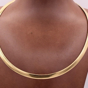 6mm Italian Reversible Omega Chain Necklace 14K Yellow Gold Clad Silver 925 image 7