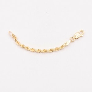 2mm Diamond Cut Rope Chain Extender Necklace Pendant Real 10K Yellow Gold