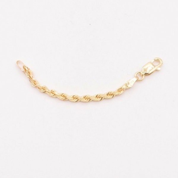 2mm Diamond Cut Rope Chain Extender Collier Pendentif Real 10K Or Jaune