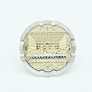 Two Finger Diamond Cut Apostles Last Supper Ring Real 10K Yellow White Gold