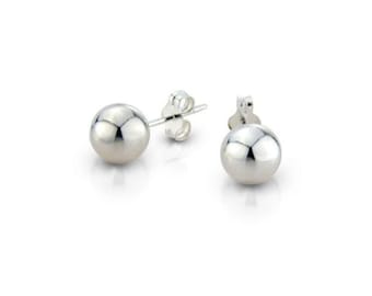 925 Sterling Silver Round Ball Stud Earrings High Polished Butterfly Post Backs