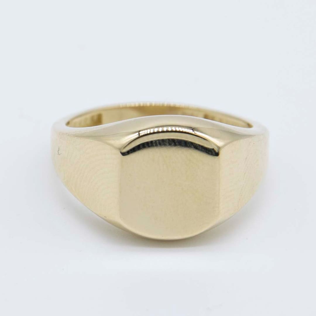 Signet Ring Real Medium Shiny Signet Ring Real Solid 14K Yellow Gold All Sizes - Etsy