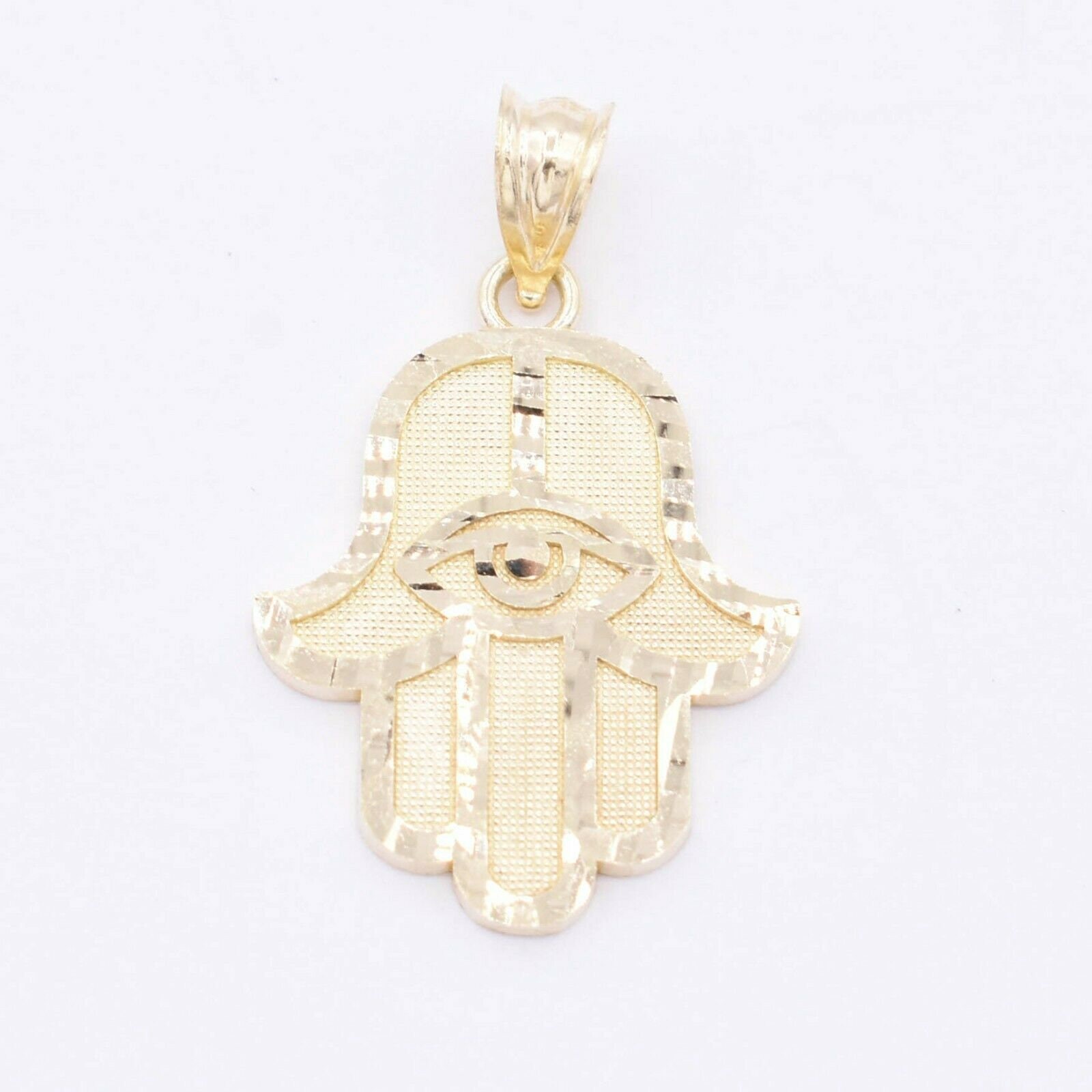 Real 14k Gold Hamsa Hand Pendant Necklace With Flower