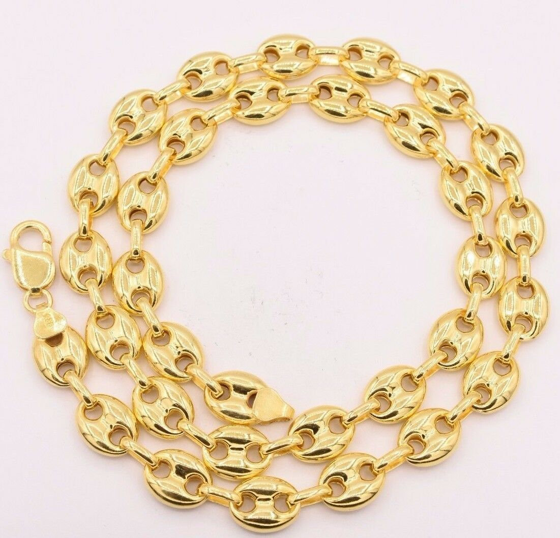 11mm Puffed Mariner Anchor Link Chain Necklace 14K Yellow Gold