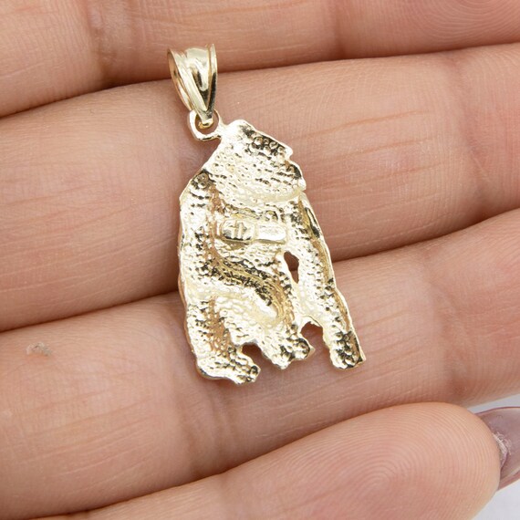 1 1 4 Diamond Cut Gorilla Pendant Real 10K Solid Yellow Gold Etsy