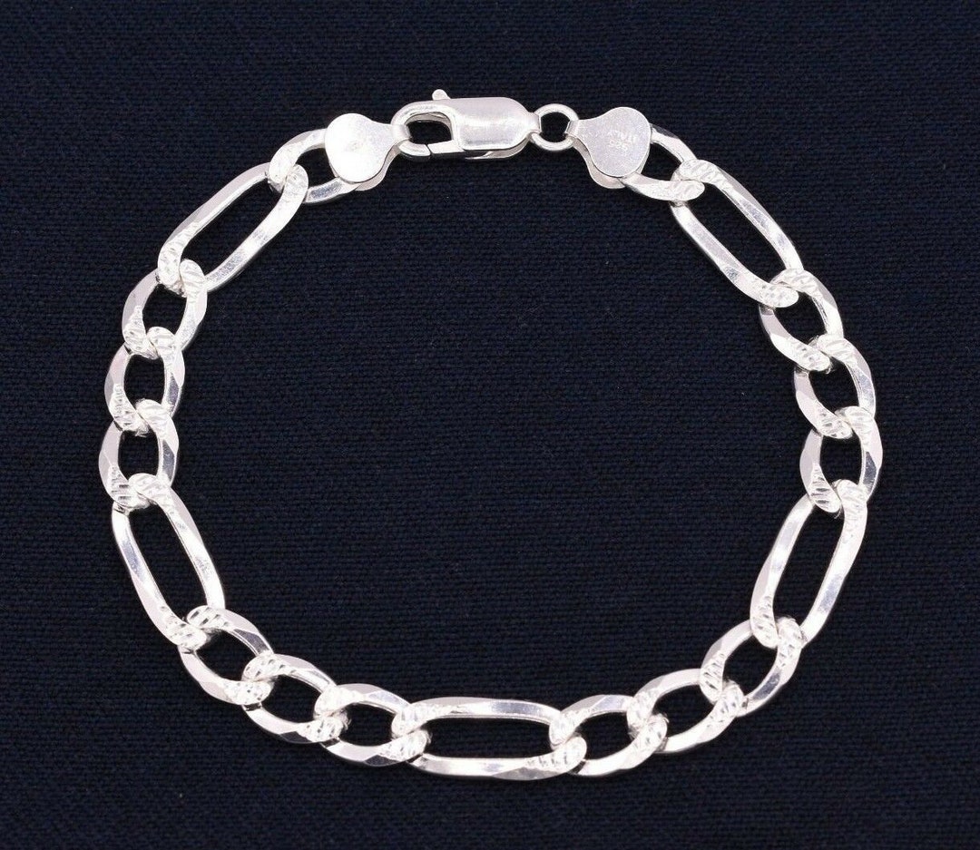 Pulsera De Cadena Figaro De 5 Mm En Plata Esterlina 925 Maciza Italiana, De 18 A 81 Cm. - México