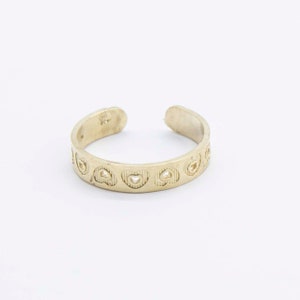 Adjustable Multiple Open Hearts Design Toe Ring Solid Real 10K Yellow Gold