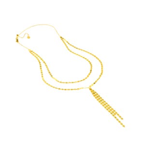 Adjustable Double Strand Valentino Choker Necklace Real 14K Yellow Gold 17" image 3