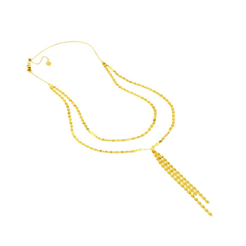 Adjustable Double Strand Valentino Choker Necklace Real 14K Yellow Gold 17" image 3