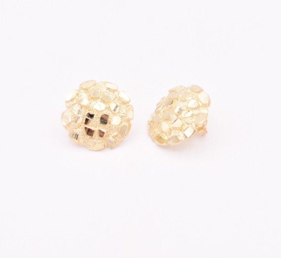 Gold diamond deals cut nugget earrings