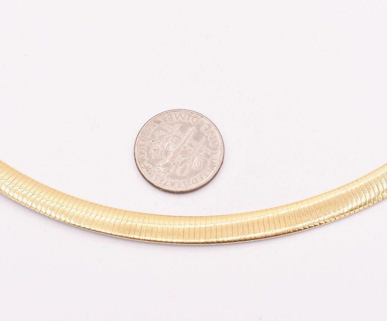 6mm Italian Reversible Omega Chain Necklace 14K Yellow Gold Clad Silver 925 image 4
