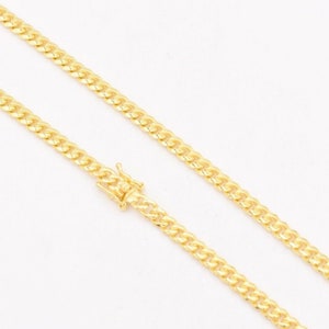 3.5mm Miami Cuban Chain Necklace Solid Yellow Gold Clad Silver Italy 925 image 3