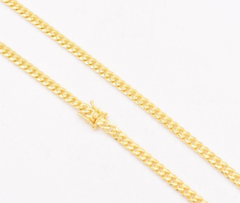 3.5mm Miami Cuban Chain Necklace Solid Yellow Gold Clad Silver Italy 925 image 3