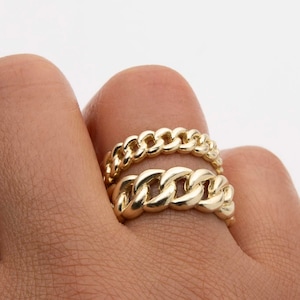 Shiny Cuban Link Ring Real 10K Yellow Gold All Sizes