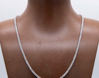 65.10 CTW Solid 925 Sterling Silver Graduated Tennis Chain - Round Cut CZ Necklace