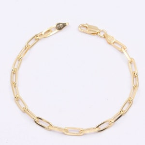 4mm Paperclip Link Bracelet 14K Yellow Gold Clad Silver 925 7 1/4&quot;