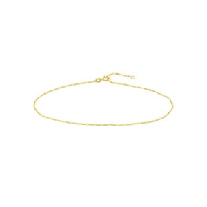 1.3mm Adjustable Figaro Ankle Anklet REAL 14K Yellow Gold 10"