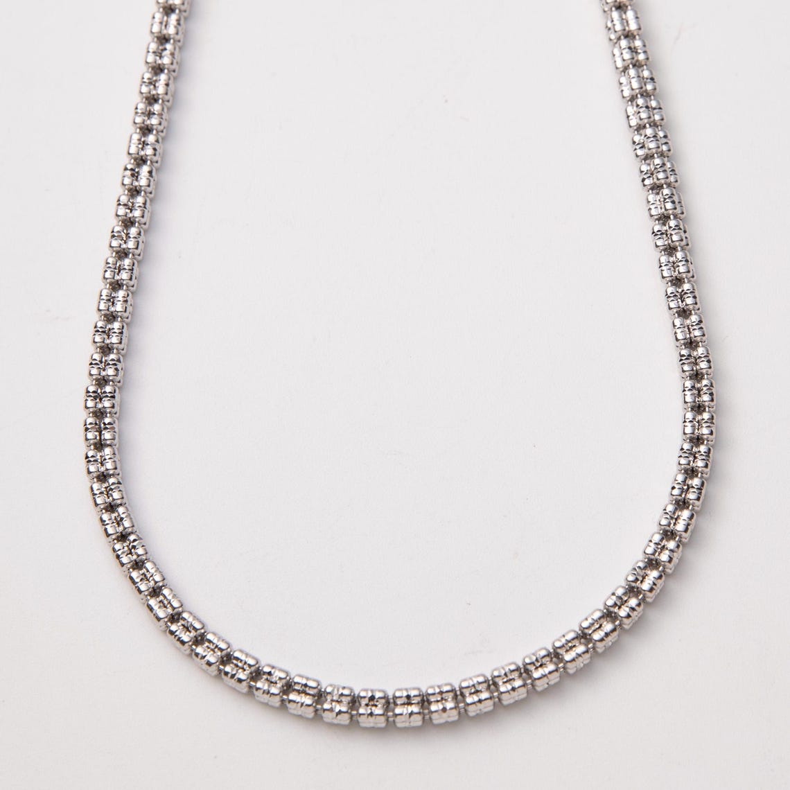 4mm Rhodium Diamond-cut Ice Link Chain Sterling Silver 925 Italy All ...