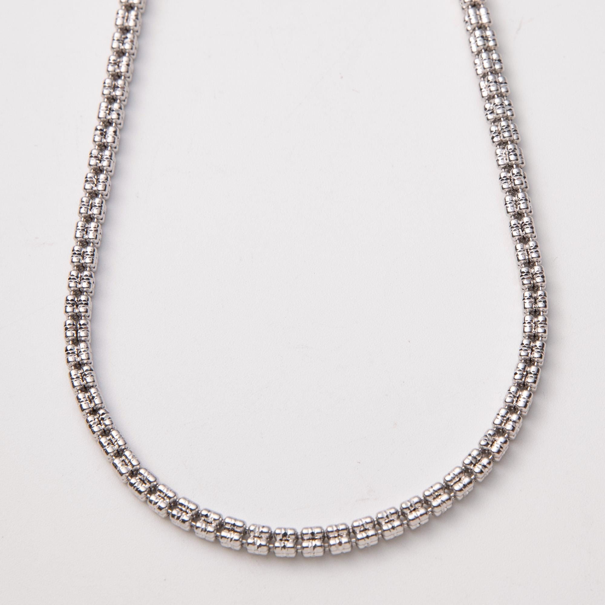 4mm Rhodium Diamond-cut Ice Link Chain Sterling Silver 925 Italy