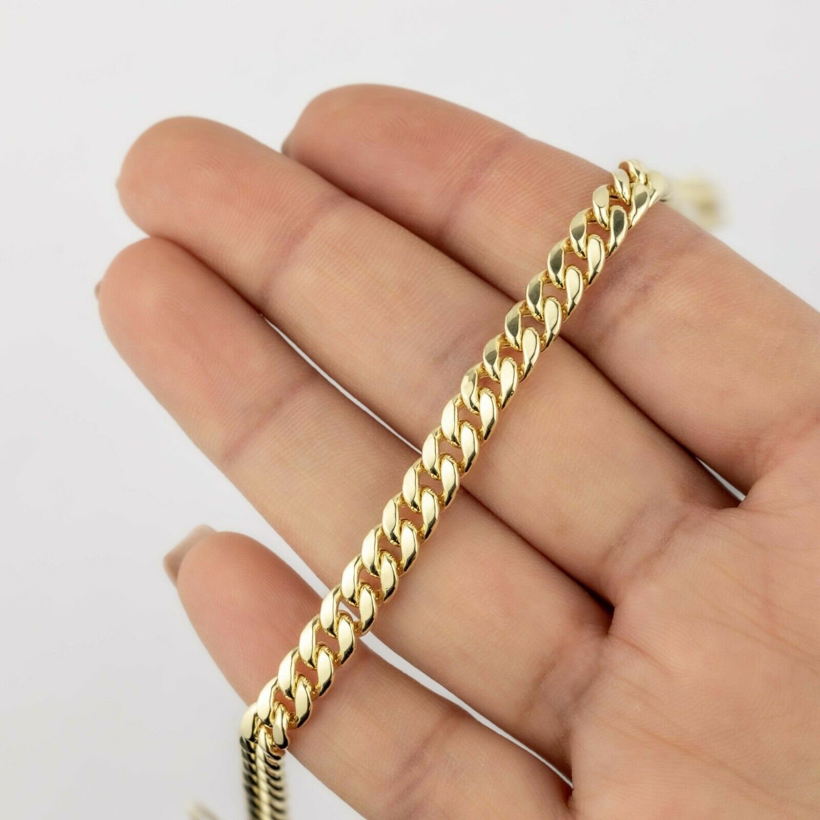 10k Gelbgold 9 Mm Miami Cuban Chain Armband Box Verschluss Lock Echt 10K Gelbgold, 10k Goldkette Männer Und Frauen