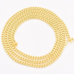 3.5mm Miami Cuban Chain Necklace Solid Yellow Gold Clad Silver Italy 925 image 2