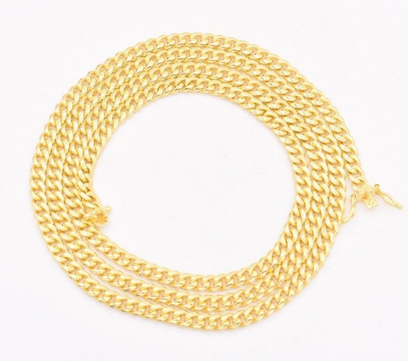 3.5mm Miami Cuban Chain Necklace Solid Yellow Gold Clad Silver Italy 925 image 2