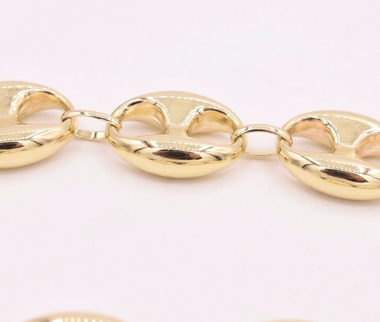 15mm Puffed Mariner Anchor Link Chain Bracelet Real 10K Yellow Etsy