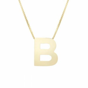 Colar com corrente em caixa com letra inicial B em ouro amarelo 14K real 18"