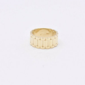 Men's 9.4mm Railroad Rlx Band Ring Real 10K Yellow Gold Size 10.5