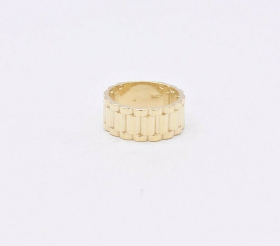 Men's 9.4mm Railroad Rlx Band Ring Real 10K Yellow Gold Size 10.5