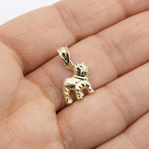 3/4" Shiny Diamond Cut Bulldog Pendant Real 10K Solid Yellow Gold