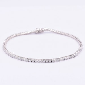 2.5mm Round Cut CZ Tennis Ankle Anklet Real Sterling Silver 925 9&quot;